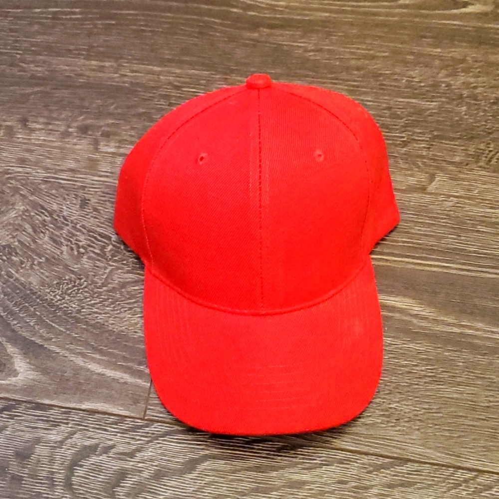 Adjustable Plain RED Hat - Cap - Velcro ❤️